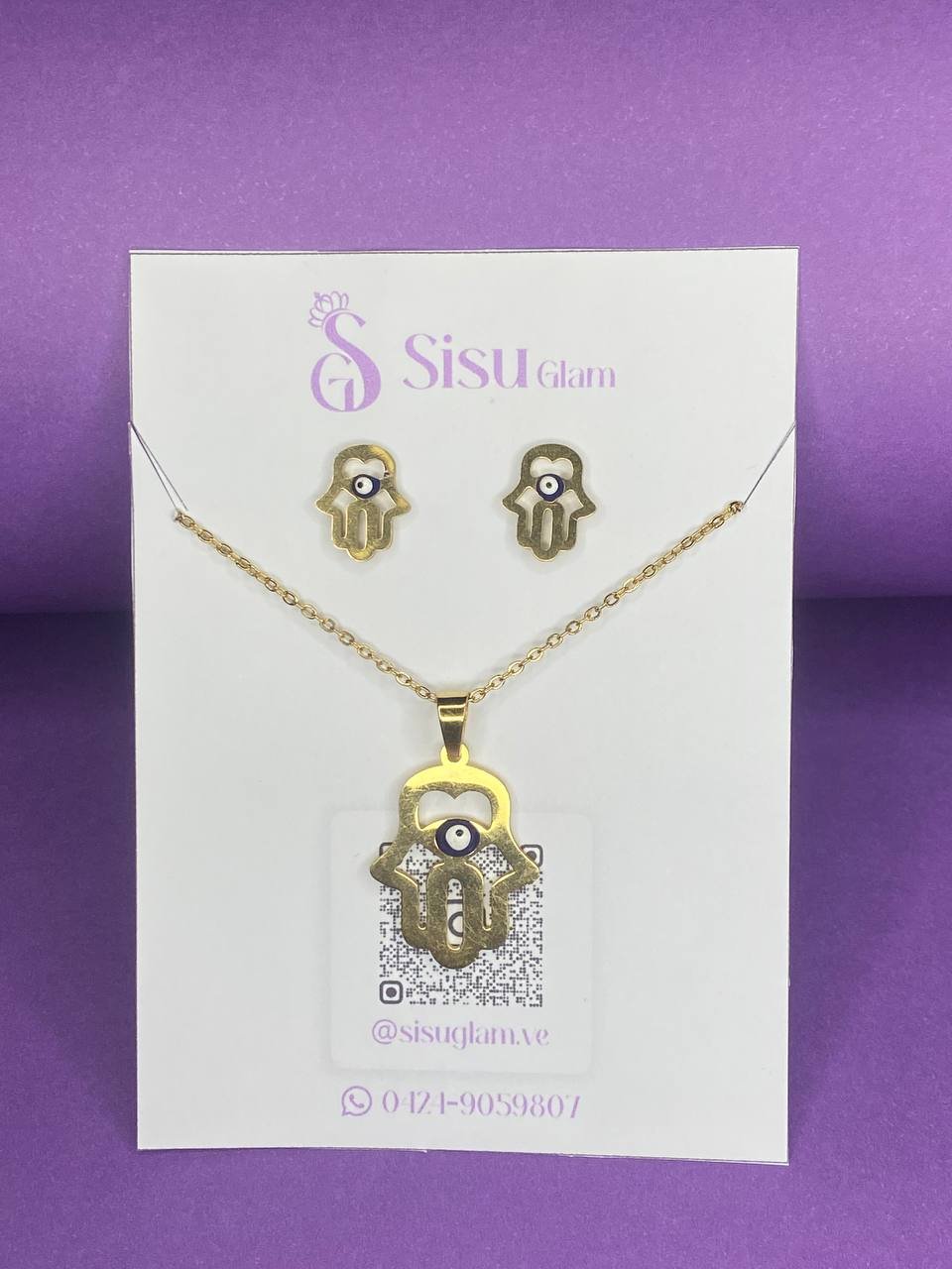 Set Mano de Fátima- Collar + Topitos